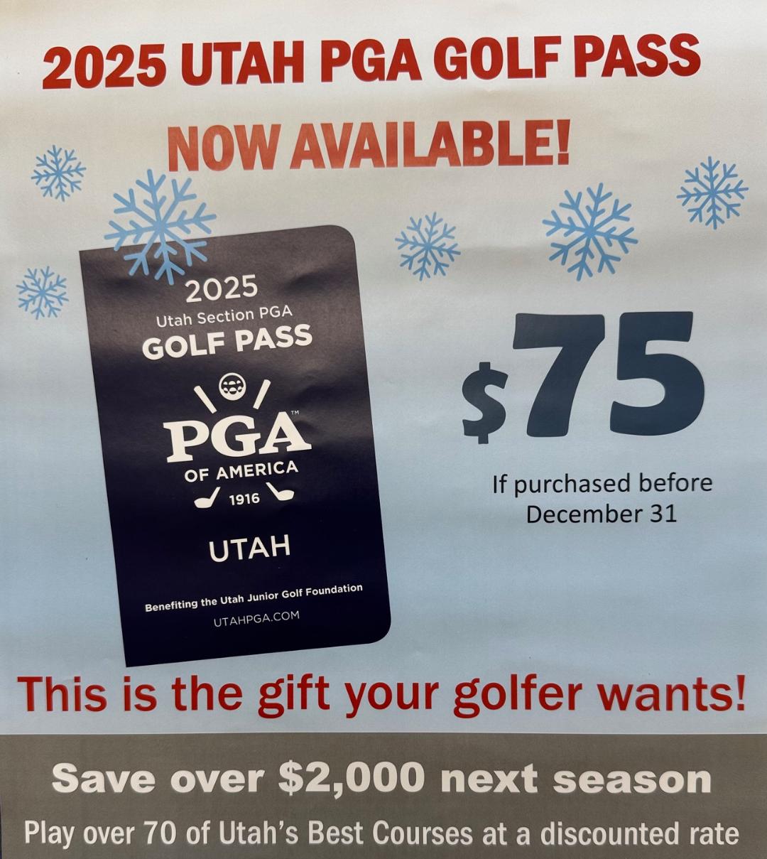 Purchase online or stop by the pro shop and pick one up.